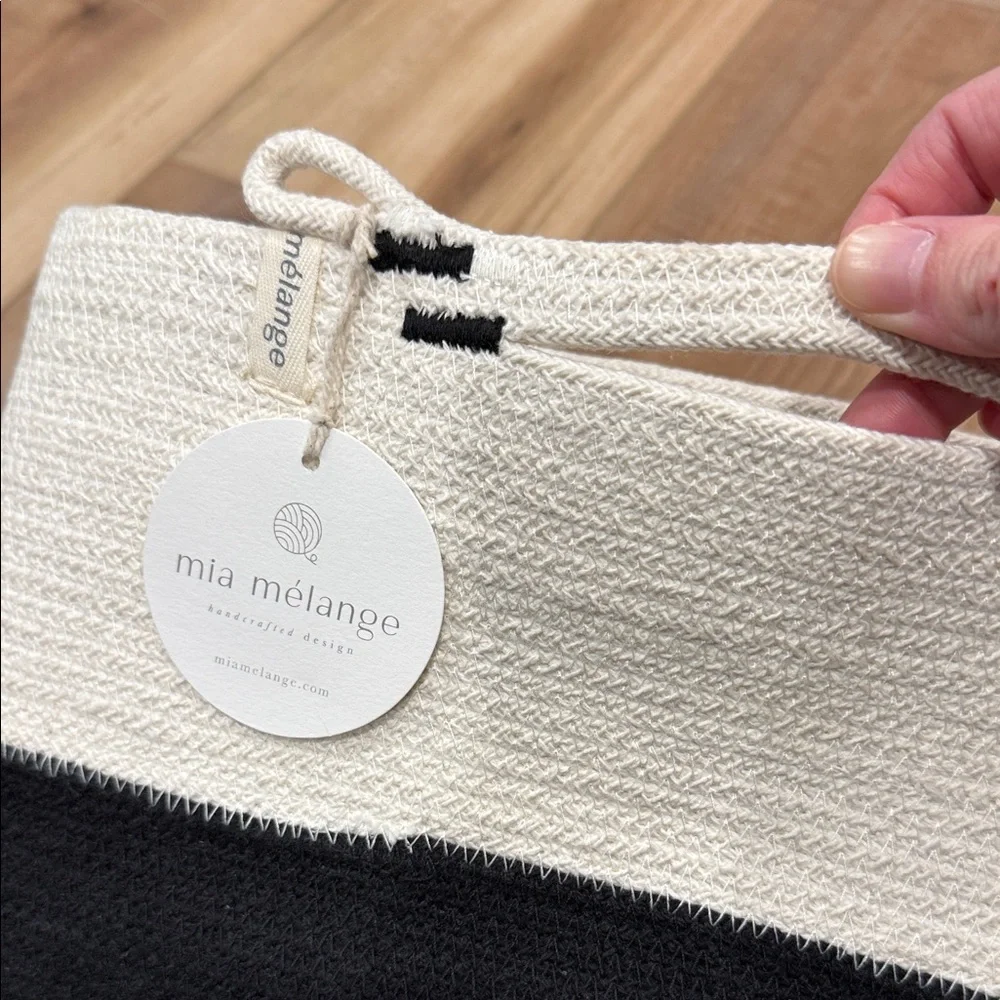 NWT Black and Cream Foldable Cotton Basket